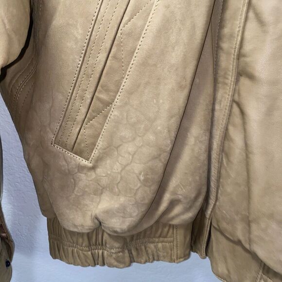Lone Pine Womens Tan Leather Bomber Jacket Size Small - Picture 7 of 12